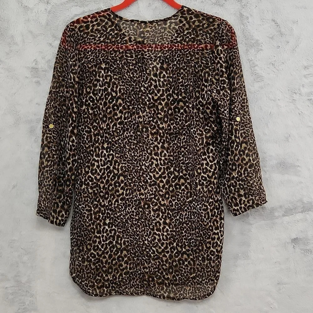 *Wishful Park animal print sheer blouse size M - Picture 4 of 10